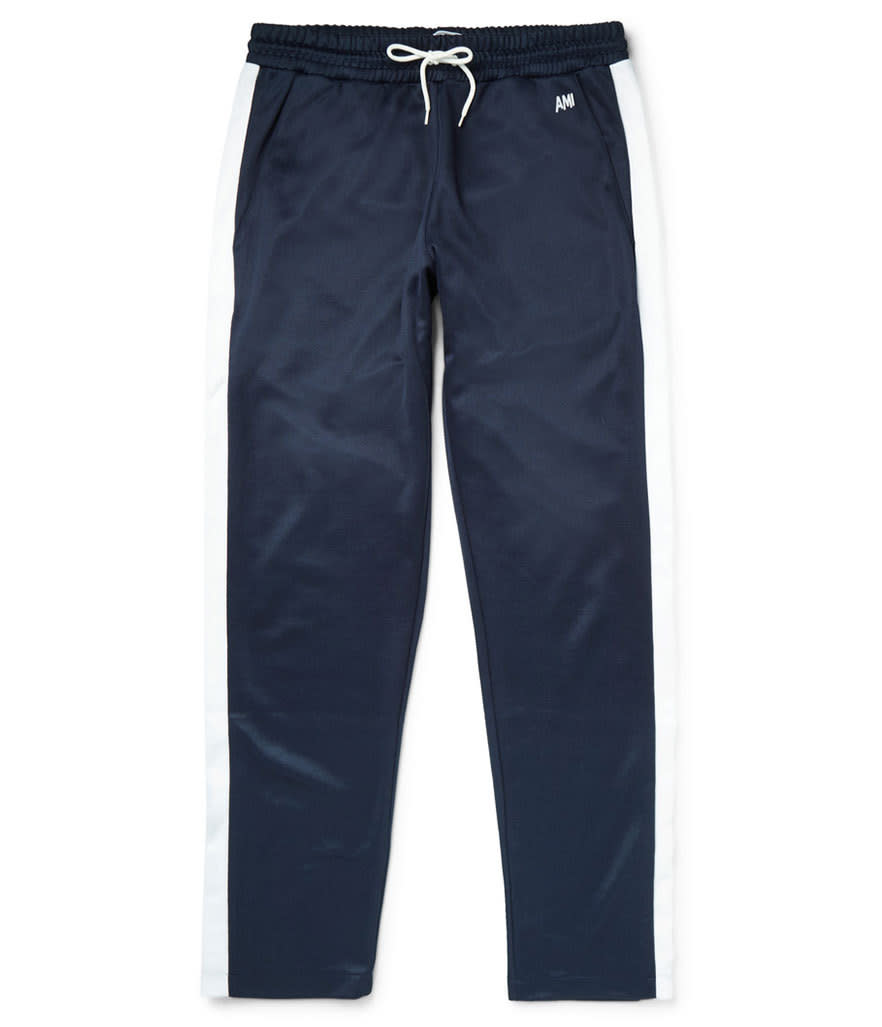 <p>AMI Striped Jersey Sweatpants, $210, <a href="http://www.mrporter.com/en-us/mens/ami/striped-jersey-sweatpants/650212?ppv=2#" rel="nofollow noopener" target="_blank" data-ylk="slk:mrporter.com;elm:context_link;itc:0;sec:content-canvas" class="link ">mrporter.com</a><br><br></p>