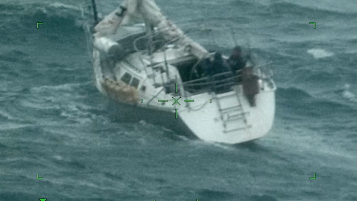 The U.S. Coast Guard rescued two adrift boaters off the coast of Florida on Sunday, in the middle of Tropical Storm Debby (U.S. Coast Guard)