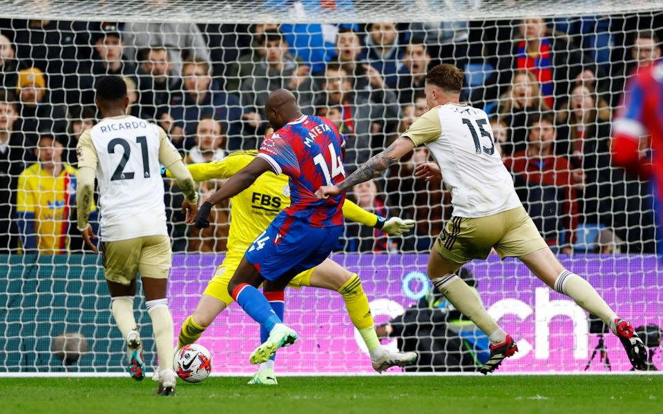Jean-Philippe Mateta turns and finishes against Leicester - Roy Hodgson: 'Did I expect Jean-Philippe Mateta to score a winner? No, not really' - Andrew Boyers/Reuters