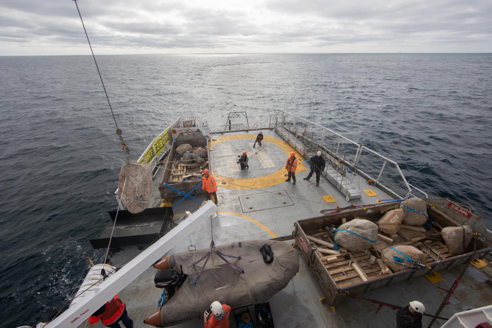 Activists plan to put boulders in the area until it is fully protected (Suzanne Plunkett/Greenpeace/PA)