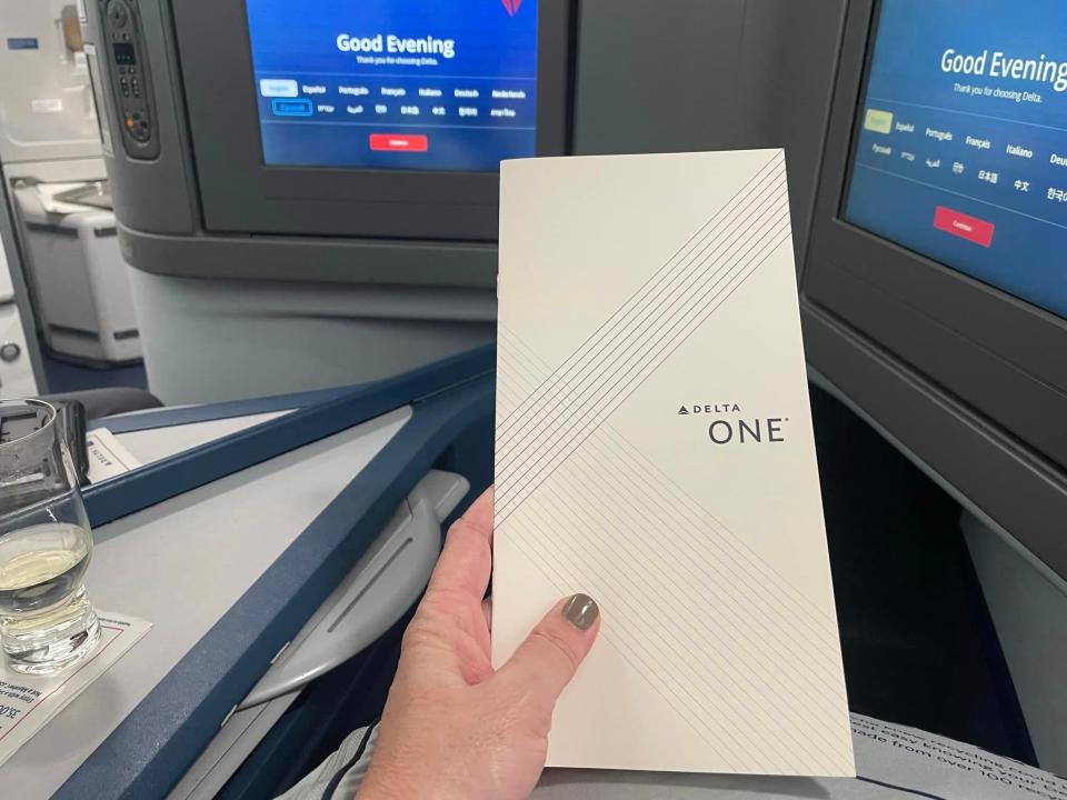 Delta One menu on flight