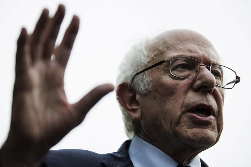 Senator Bernie Sanders, I-Vt., pounded the gavel multiple times Tuesday as he attempted to stop Sen. Markwayne Mullin, R-Okla., and a witness from discussing fighting each other during a Senate Health, Education, Labor and Pensions Committee at the U.S. Capitol in Washington, D.C. File Photo by Samuel Corum/UPI