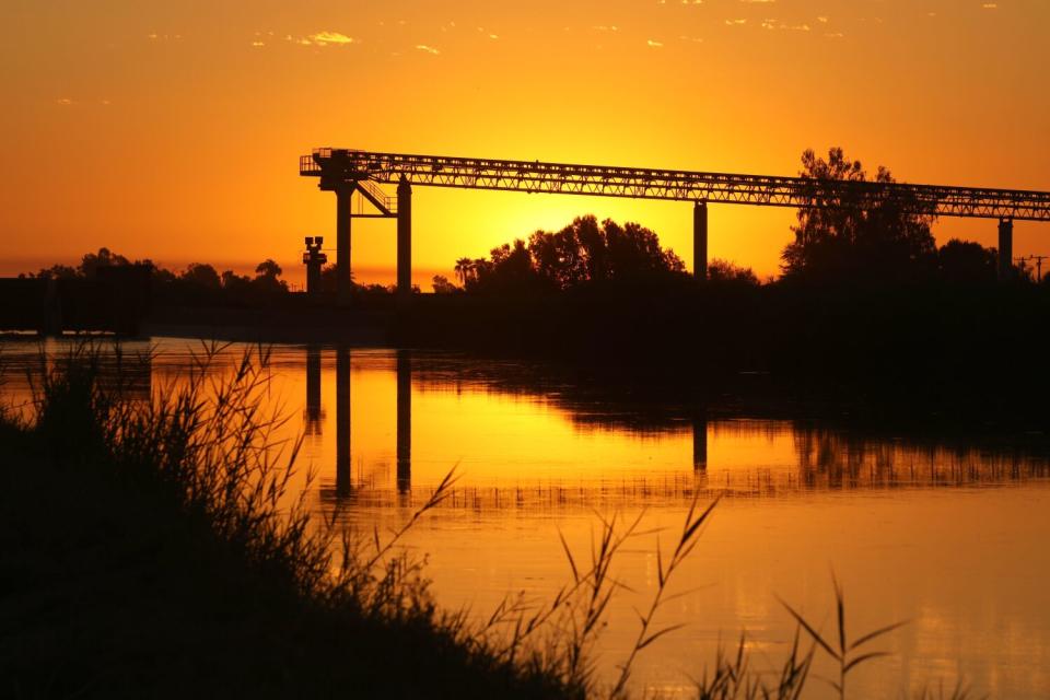 Sunset over a canal