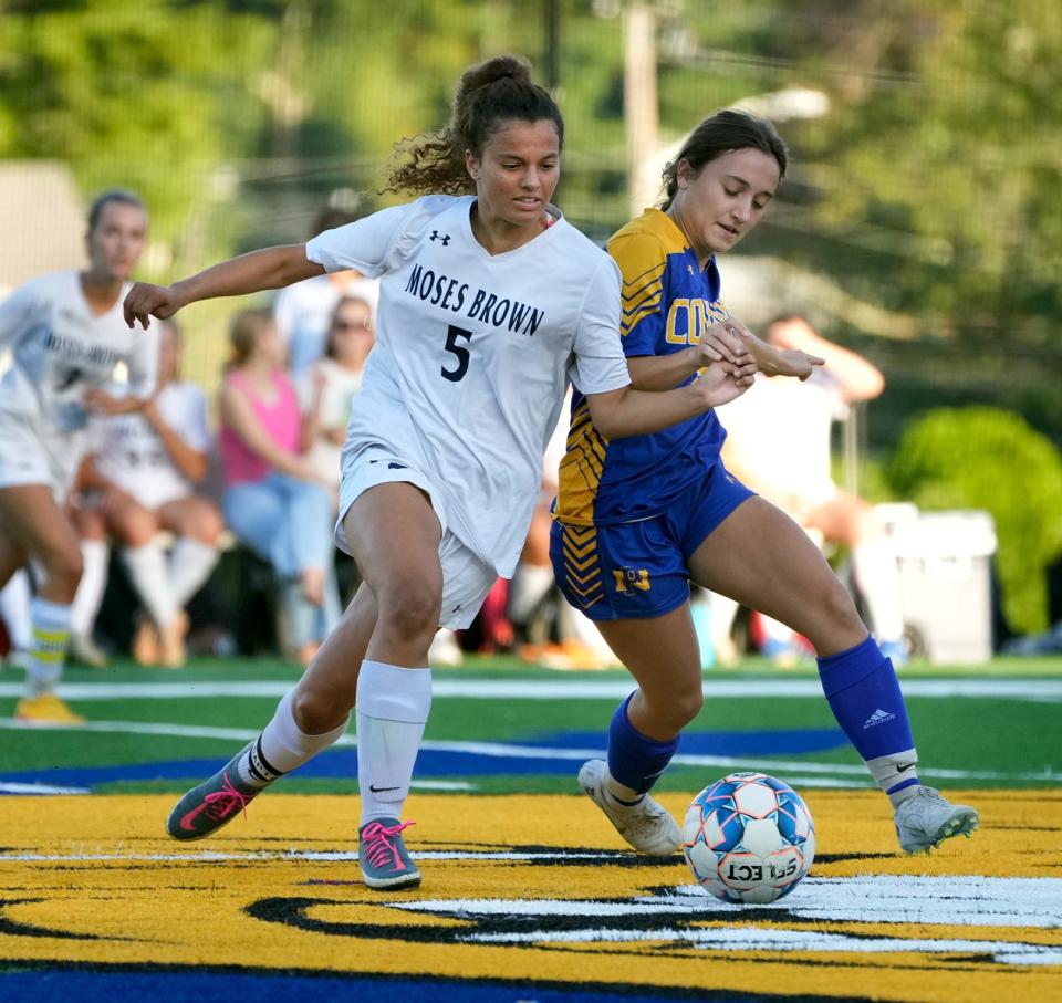 Moses Brown captain Janiya Ocampo, shown in a Sept. 21 game vs. North Providence, helped lead the Quakers past North Smithfield on Thursday night.