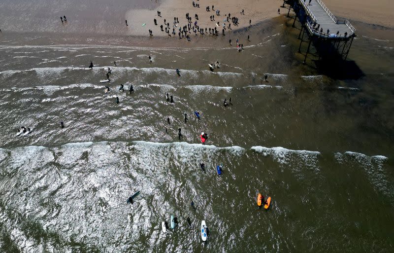 Surfers Against Sewage protest on Saltburn Beach in Saltburn