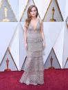 <p>Actress Zoey Deutch wears stunning beaded grey gown designed by Elie Saab Couture.</p>