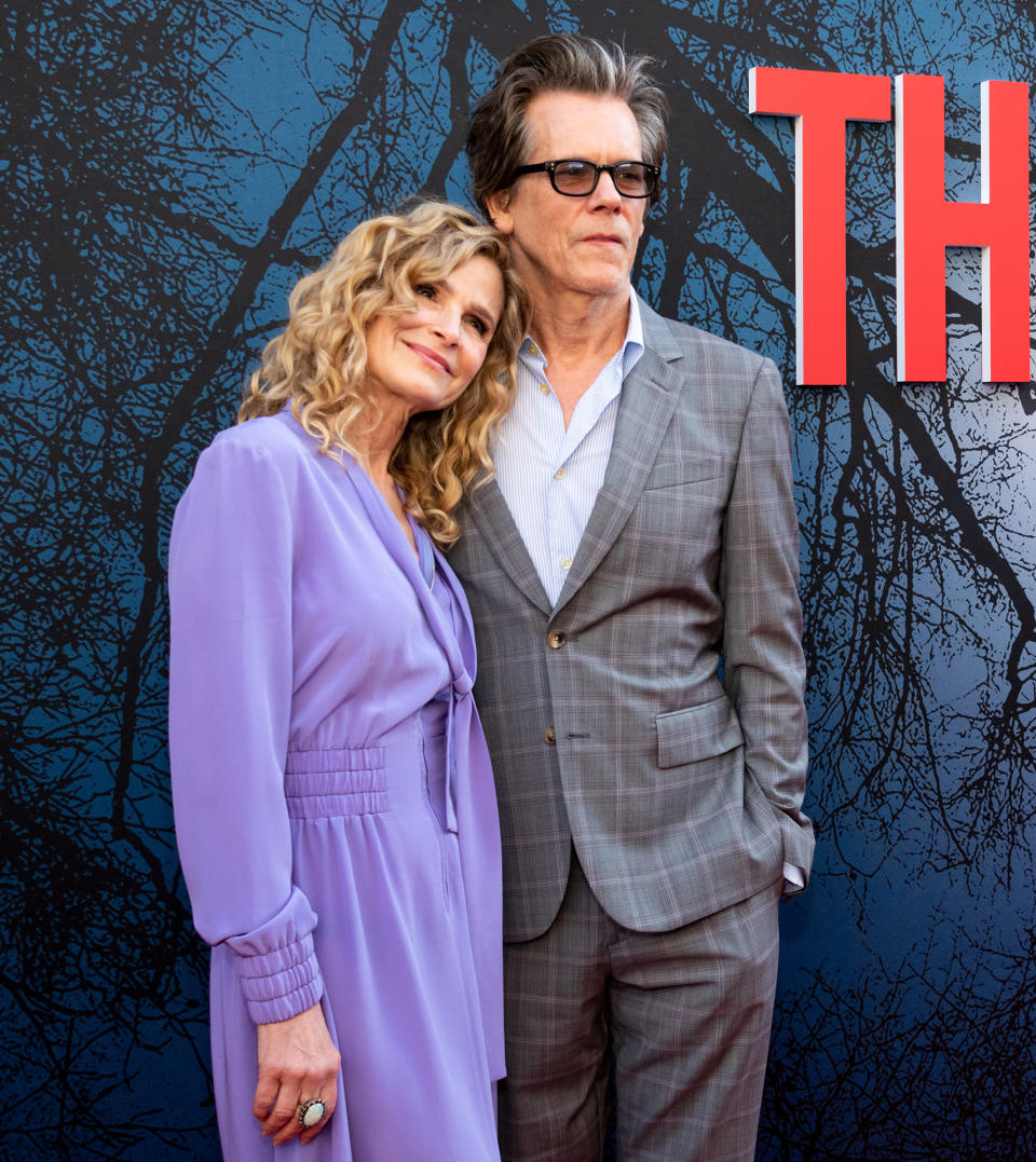 <p>Kyra Sedgwick and Kevin Bacon cuddle up on July 24 at the Outfest Los Angeles LGBTQ+ Film Festival closing night premiere of <em>They/Them</em> at Ace Hotel.</p>