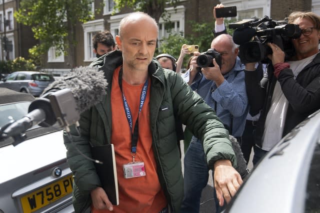 Prime Minister Boris Johnson’s senior aide Dominic Cummings leaves his north London home (Victoria Jones/PA)