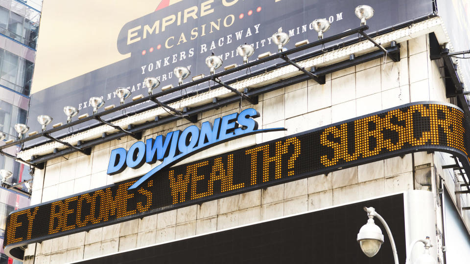 New York, New York, USA - May 1, 2011: The Dow Jones News Ticker.