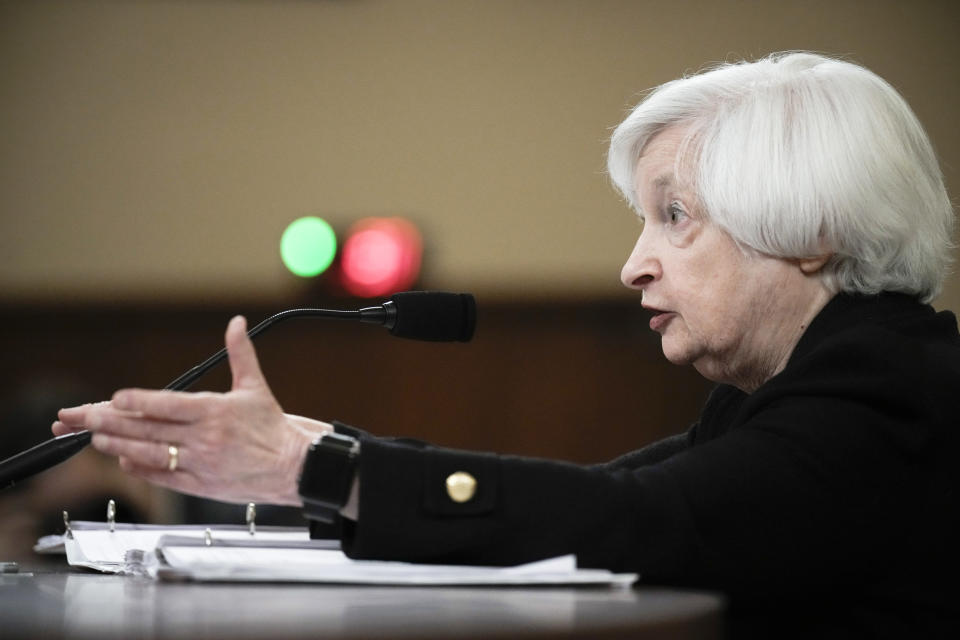 Janet Yellen testifies during a House Ways and Means Committee hearing in Washington, D.C. (Drew Angerer / Getty Images)