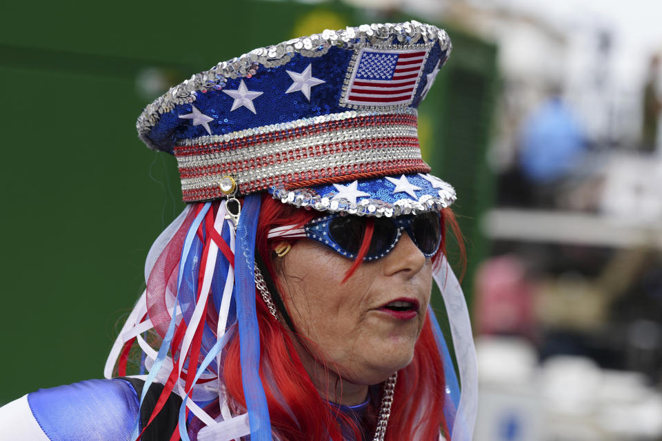 FILE - A supporter arrives at a campaign rally by former President Donald Trump, July 1, 2023, in Pickens, S.C. Millions of Americans will attend parades, fireworks, barbecues and other Independence Day events on Tuesday, celebrating the courage and sacrifices of the nation’s 18th century patriots who fought for the nation’s independence from England and what they considered an unjust government. (AP Photo/Meg Kinnard, File)