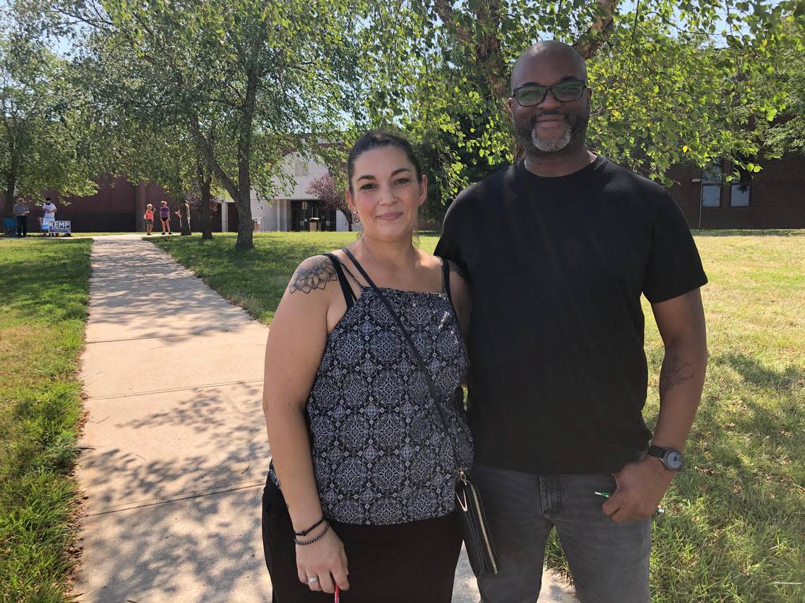 Jennifer and Jason Hampton voted Tuesday in Lee’s Summit. “I really feel like as a country we’re kind of at a point where we’re moving backwards,” Jennifer Hampton said.