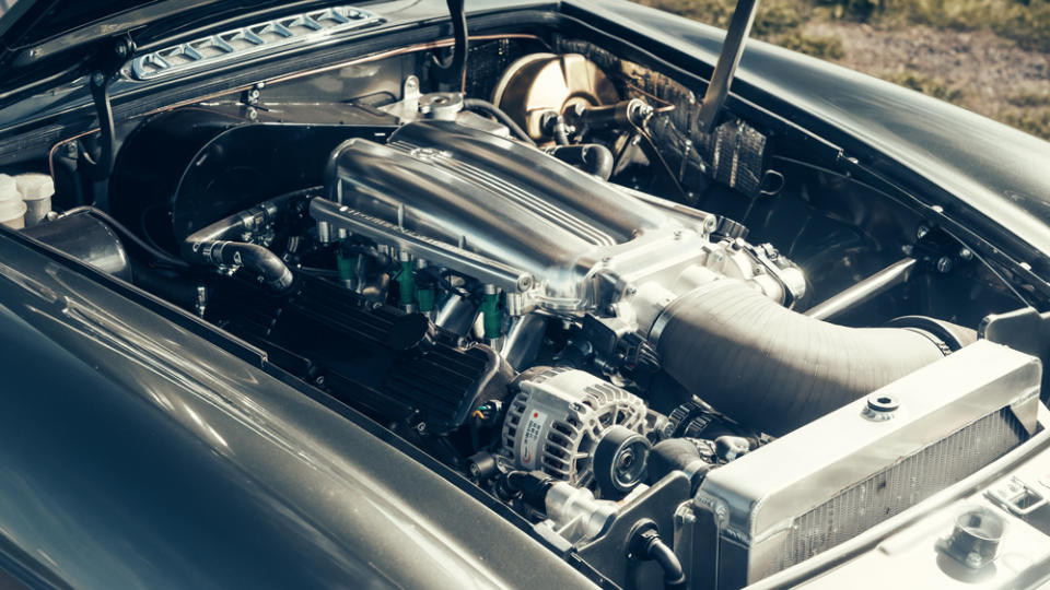 The 4.8-liter V-8 engine inside Frontline's LE60, a restomod version of the classic MGB model from MG.