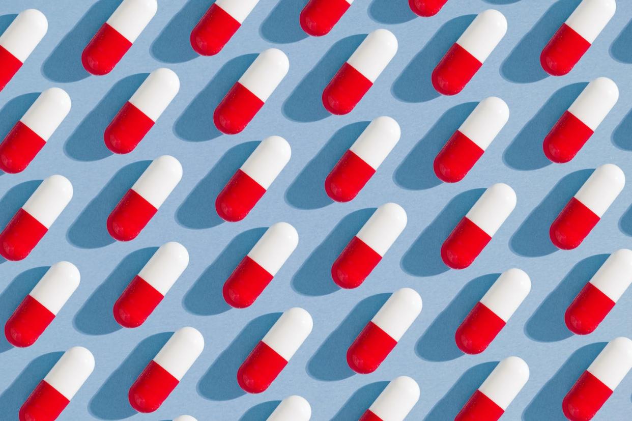 Constraining drugs to a single function in the body may be limiting their full potential. <a href="https://www.gettyimages.com/detail/photo/red-and-white-pharma-pill-pattern-on-pastel-blue-royalty-free-image/1288588418" rel="nofollow noopener" target="_blank" data-ylk="slk:Israel Sebastian/Moment via Getty Images;elm:context_link;itc:0;sec:content-canvas" class="link ">Israel Sebastian/Moment via Getty Images</a>
