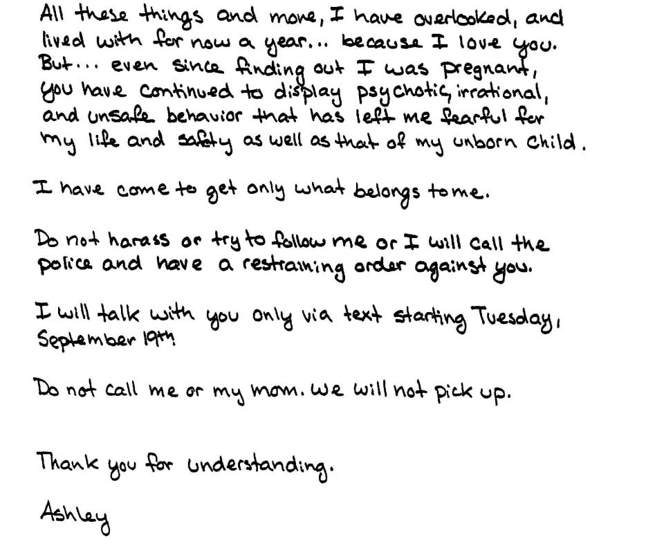 In September 2017, Ashley and her mother returned to Charleston. She packed up her belongings and left a scathing note. Ashley called Doug 