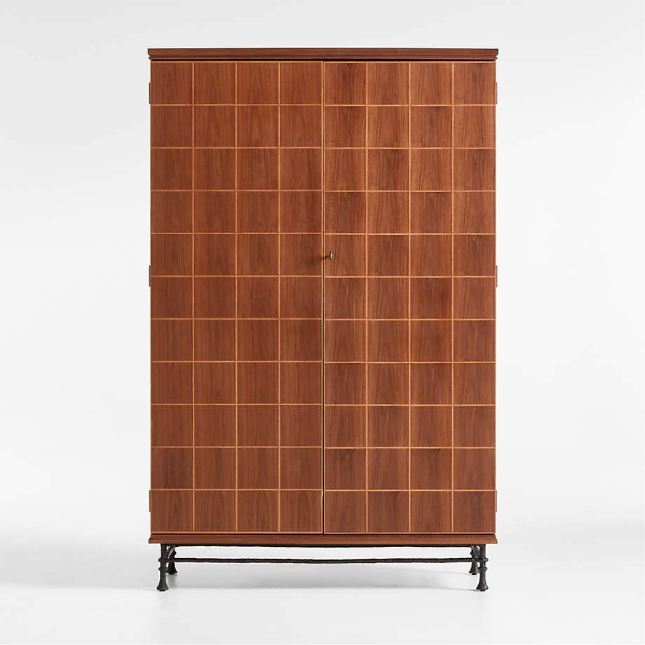 Jake Arnold x Crate &amp; Barrel Foliate Walnut Wood Storage Cabinet