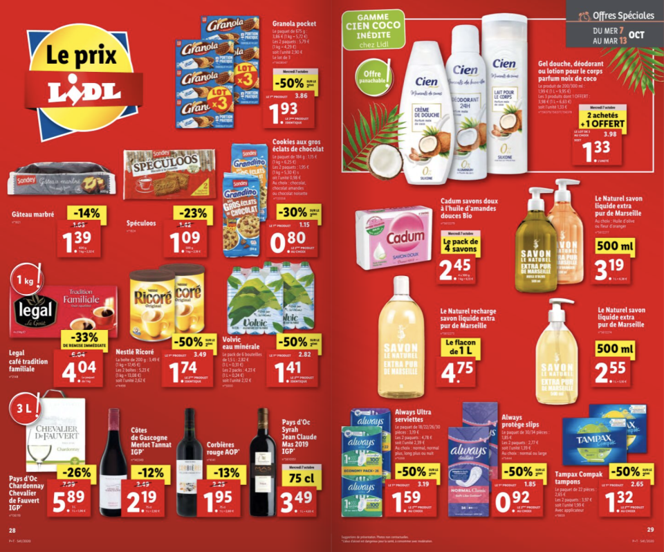 Deux pages du catalogue Lidl du 7 au 13 octobre 2020