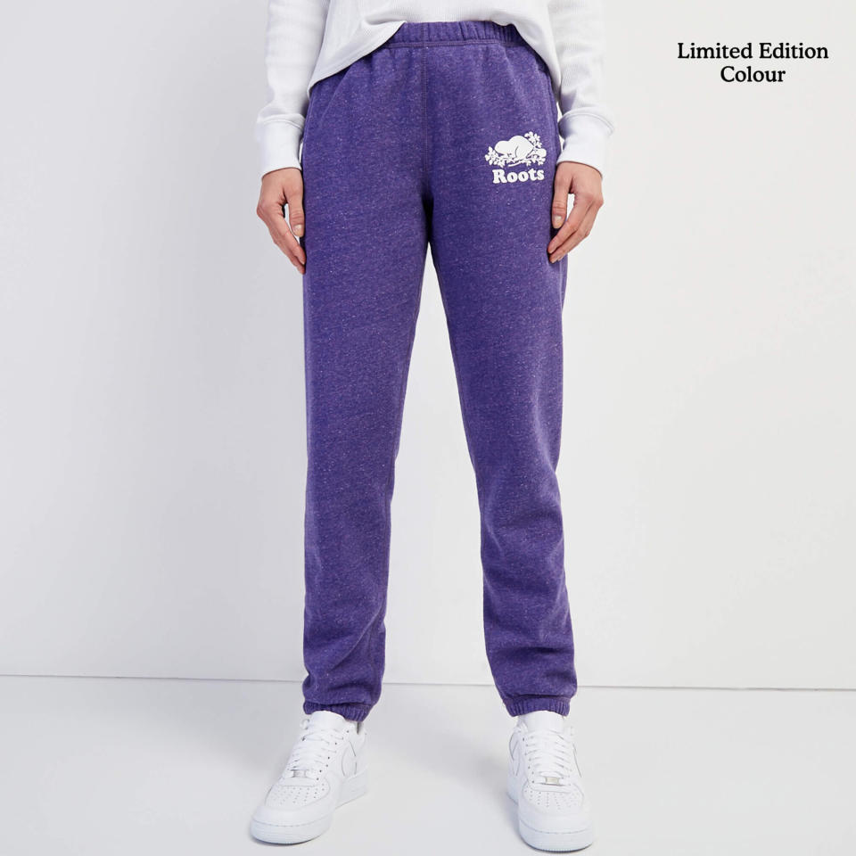 Women’s Original Sweatpant in True Violet Mix. Image via Roots.