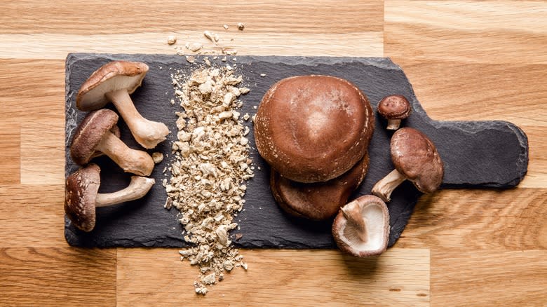 Mushrooms on a cutting board