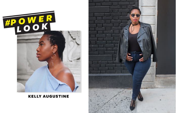 Style Blogger Kelly Augustine tells us about the her #PowerLook - the leather jacket that helped her own Fashion Week: 