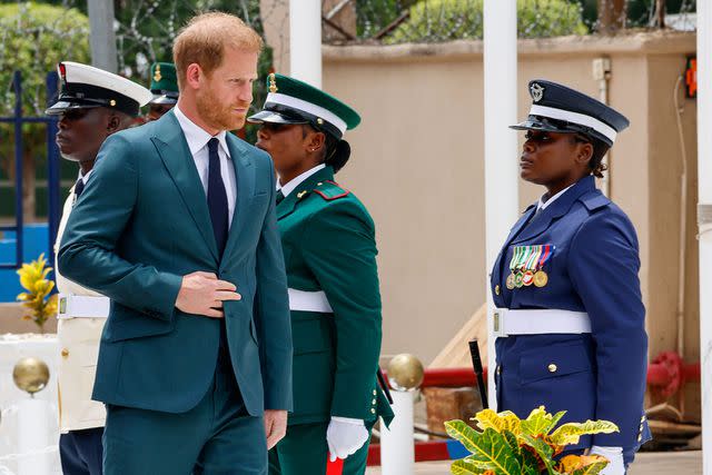 <p>AFOLABI SOTUNDE/EPA-EFE/Shutterstock</p> Prince Harry, Duke of Sussex, arrives at the Nigerian Defense Headquarters in Abuja, Nigeria, on May 10, 2024.
