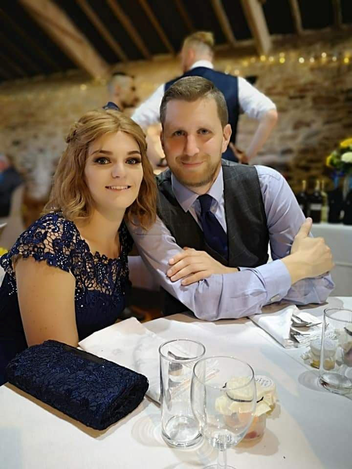 ***EMBARGOED 2PM BST / 10AM EST OCTOBER 29 2019***    (L-R) Claire Curtis and Tom Sutherland. Claire Curtis, 30, who believed her headaches and general lethargy were down to baby brain was shocked to discover she actually had an incurable brain tumour. See SWNS story SWOCbabybrain. A new mum who put her headaches and tiredness down to 'baby brain' was devastated to discover she actually had an incurable brain tumour. Claire Curtis, 30, had been experiencing headaches and feeling tired for a months before her diagnosis but just put it down to the stress of being a new mum. Doctors prescribed her medication for migraines, but when Claire started vomiting in the early hours of the morning, she knew it was something more sinister. An MRI scan revealed that Claire had an incurable brain tumour the size of an orange, and she is now battling the cancer to get more time with her family.