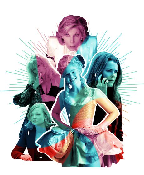 MOVERS AND SHAKERS, clockwise from top: Christine Baranski, Keri Russell (""), Elle Fanning (""), Sarah Snook & Kelly Reilly