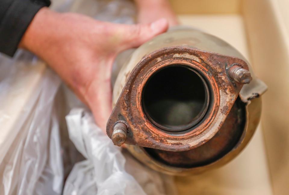 Tim Fess, of Rick's Automotive, talks about the precious metals housed inside of catalytic converters which experts say is driving the increase in thefts.