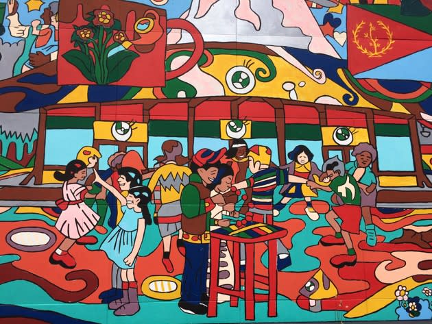 A mural in East Portland highlights the neighborhood’s diversity. (Alana Semuels / The Atlantic)