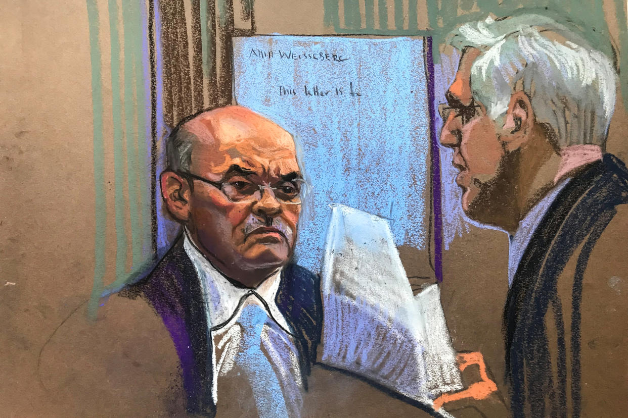Trump Organization's former Chief Financial Officer Allen Weisselberg and attorney Alan Futerfas in the courtroom in New York on Nov. 17, 2022. (Christine Cornell)