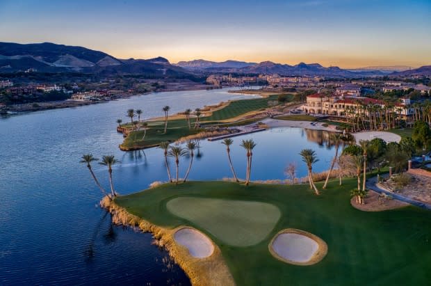 <p>Courtesy Image</p>Henderson, NV<p>Hit your ball in Lake Las Vegas, and it stays in Lake Las Vegas. Golf puns aside, Reflection Bay sits in an upscale community 20 miles east of Sin City, and marks the only “Jack Nicklaus Signature Design” in the state of Nevada. Palm trees mirror off the 320-acre body of water that basks in the foreground of a rugged desert panorama. </p><p>The manmade golfing oasis is highlighted by its five holes that grace the lake’s edge, emphasized by multiple risk/reward peninsula greens. </p><p>Note: Reflection Bay is currently renovating its greens. It will reopen September 15, 2023.</p>