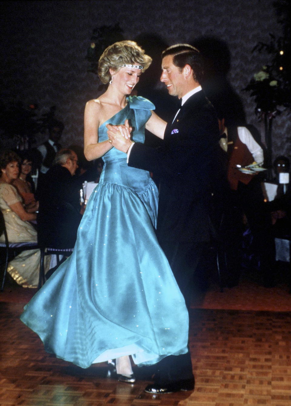 MELBOURNE, AUSTRALIA - OCTOBER 30:  Prince And Princess Of Wales Dancing Together During A Visit To Melbourne, Australia.  (Photo by Tim Graham Photo Library via Getty Images)