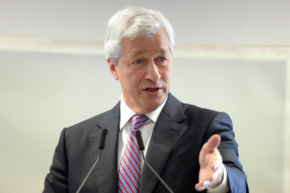 Jamie Dimon, Chairman and CEO of JPMorgan Chase & Co is pictured on November 6, 2018 at the Compagnons du Devoir office in Pantin, near Paris during the presentation of a project by the US bank for the Ile-de-France region. (Photo by ERIC PIERMONT / AFP)        (Photo credit should read ERIC PIERMONT/AFP/Getty Images)