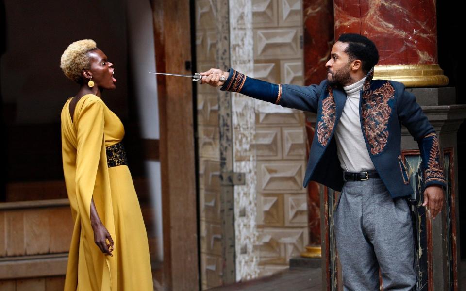 André Holland as Othello and Sheila Atim as Emilia at the Globe in 2018 - SIMON ANNAND/SHAKESPEARE'S GLOBE