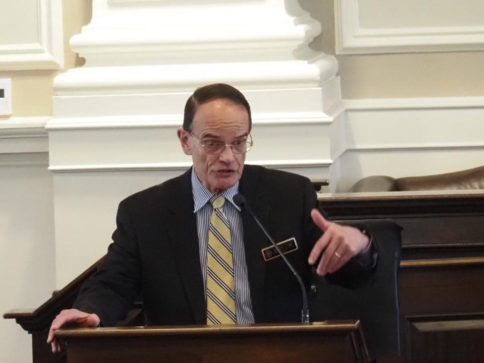 Rep. Bob Lynn, a Windham Republican, speaks during a House session on March 22, 2023.