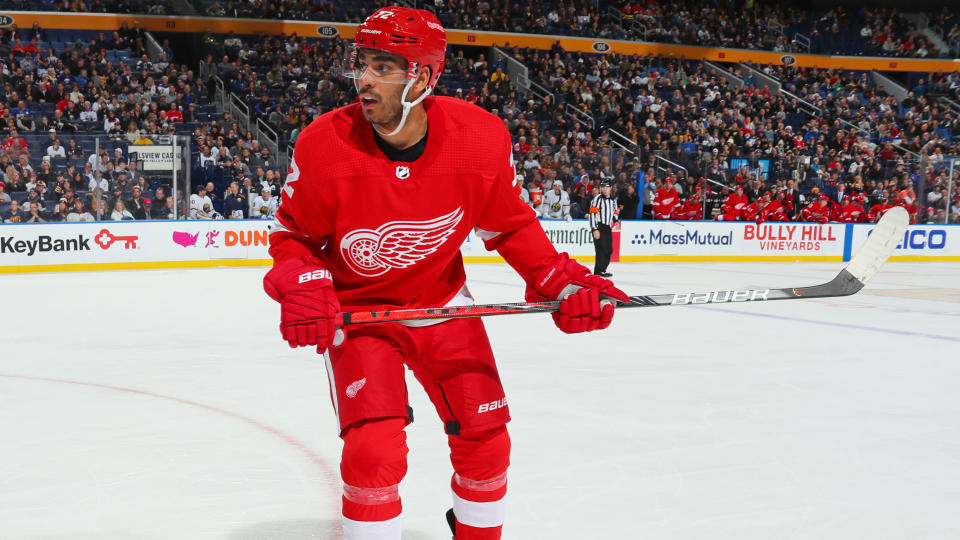 Andreas Athanasiou is on his way to Edmonton. (Sara Schmidle/NHLI via Getty Images)