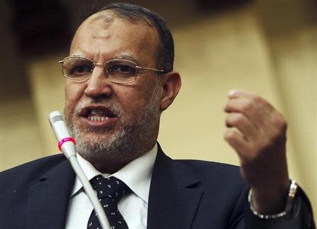 Essam el-Erian, deputy head of the Freedom and Justice Party, speaks during Egypt's Shura Council meeting in Cairo May 25, 2013. REUTERS/Amr Abdallah Dalsh