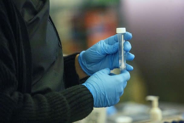 PHOTO: FILE - A test swab at a CDC Covid-19 variant testing site inside Tom Bradley International Terminal at Los Angeles International Airport (LAX) in Los Angeles, Jan. 9, 2023. (Bloomberg via Getty Images, FILE)