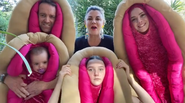 Em and her crew of 'dancing vaginas' (from left) hubby Scott, son Elio and daughters Odette and Marchella. Photo: Instagram/emrusciano.