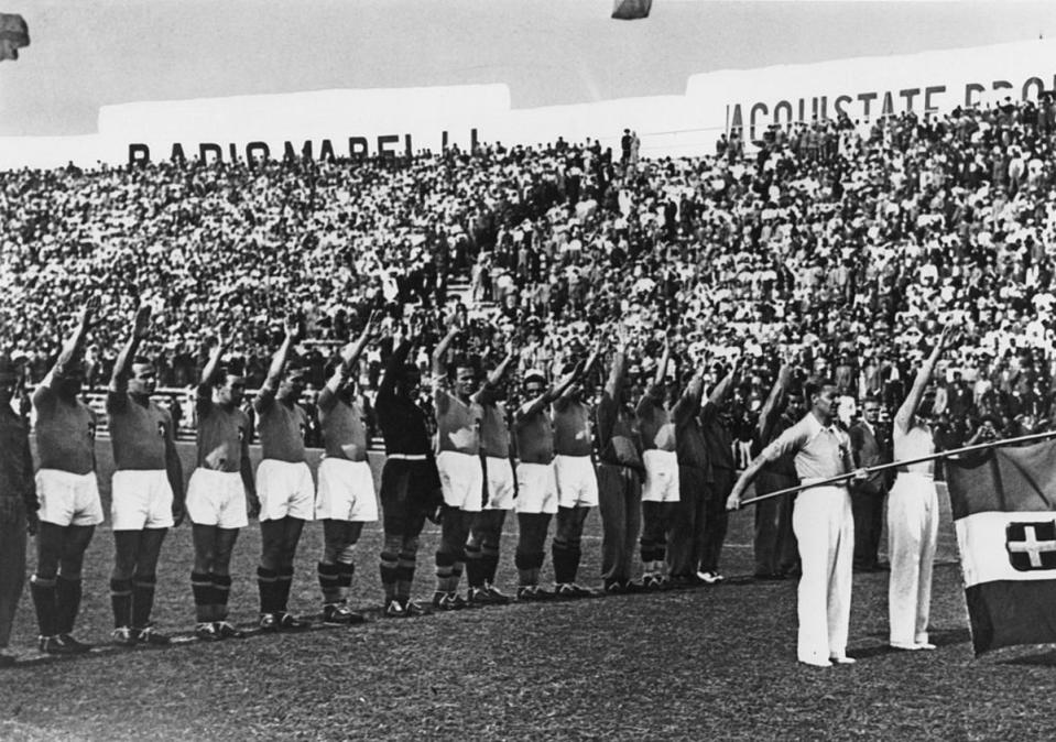 The Italian team performed a fascist salute before the 1934 World Cup final (Getty Images)