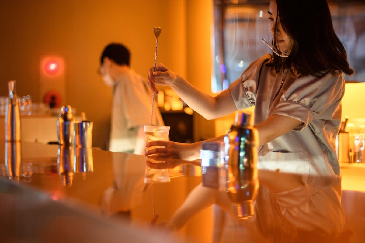 A bartender making a cocktail at a non-alcoholic bar in Tokyo (AFP via Getty Images)