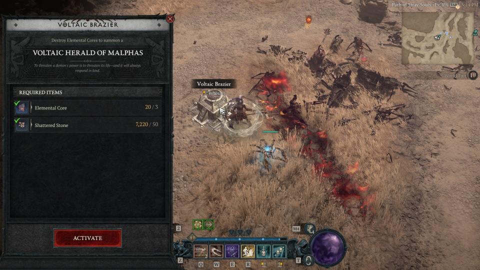 Diablo 4 season 3 screenshot of map location for Arcane Tremors