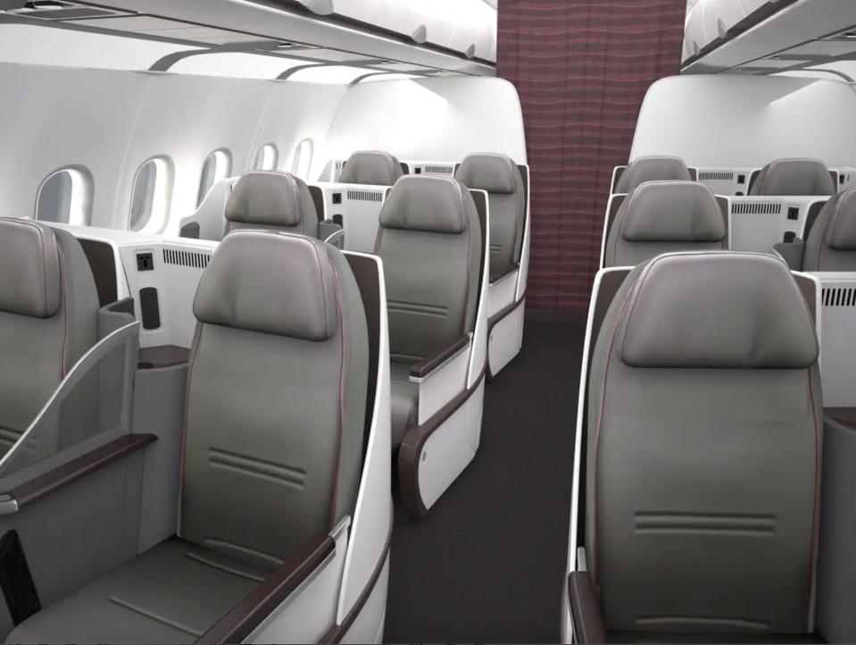 Inside Qatar Airways' all-business class Airbus A319LR.