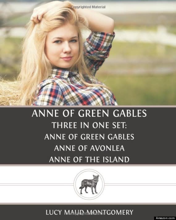 Here’s what is likely the most infamous Anne cover of all time, with Anne Shirley sporting blonde hair and a decided lack of freckles in 2013. This was never an actual printed cover, however — just an online image grab used on a self-publishing site. Anybody can publish the books, which have been in the public domain since 1993.