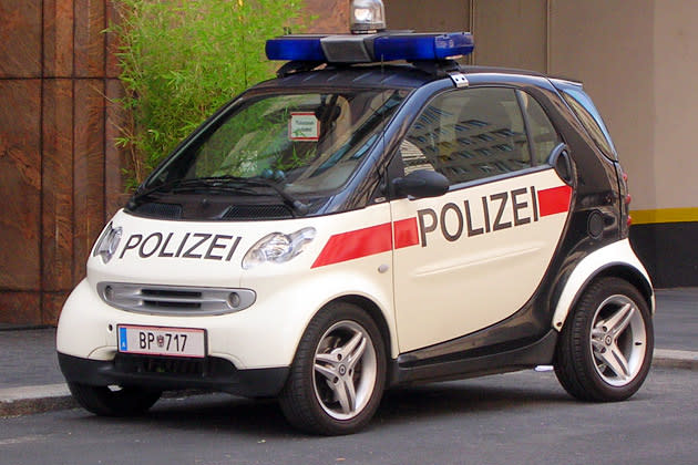 This one’s familiar to most of us as a cop car after inspector Clouseau displayed his driving skills in this car in Pink Panther II. The Smart Cars are a popular choice as a cop car since they are the greenest with the lowest carbon emissions.