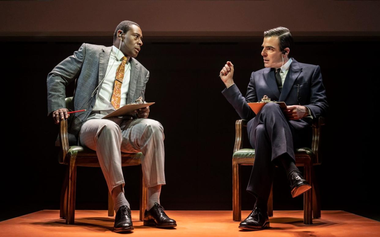 War of words: David Harewood and Zachary Quinto in Best of Enemies - Johan Persson