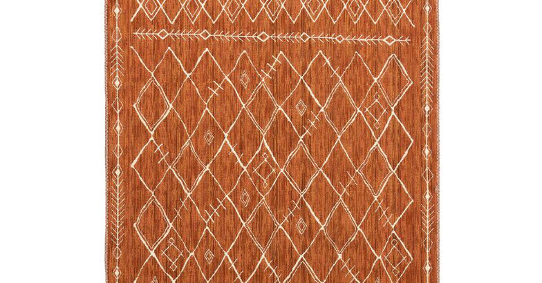 Rust Moroccan Style Indoor Outdoor Rug