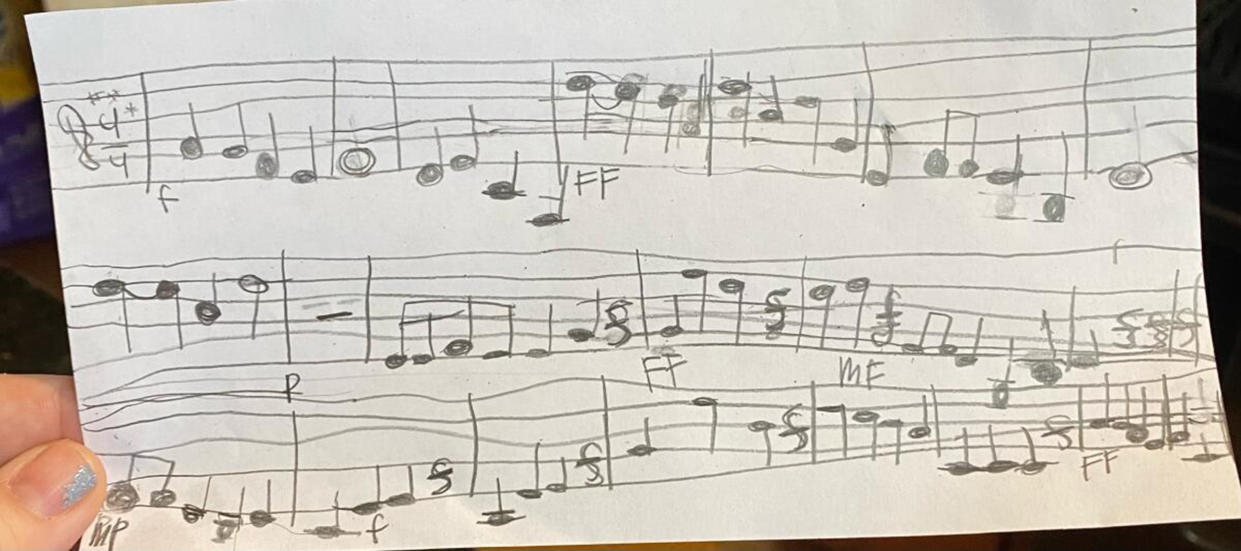 Mimi Wallace's daughter Olive's original sheet music is making beautiful music online. (Courtesy Mimi Wallace)