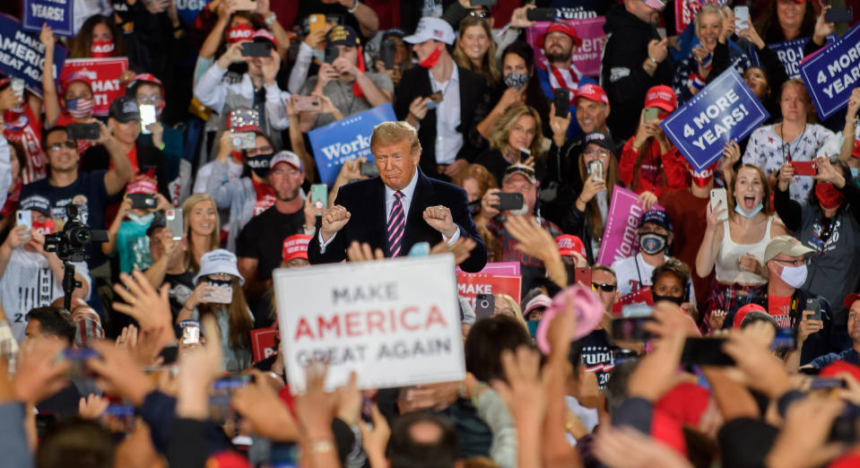 President Trump speaks at a campaign rally in Moon Township, Pa. (Jeff Swensen/Getty Images)