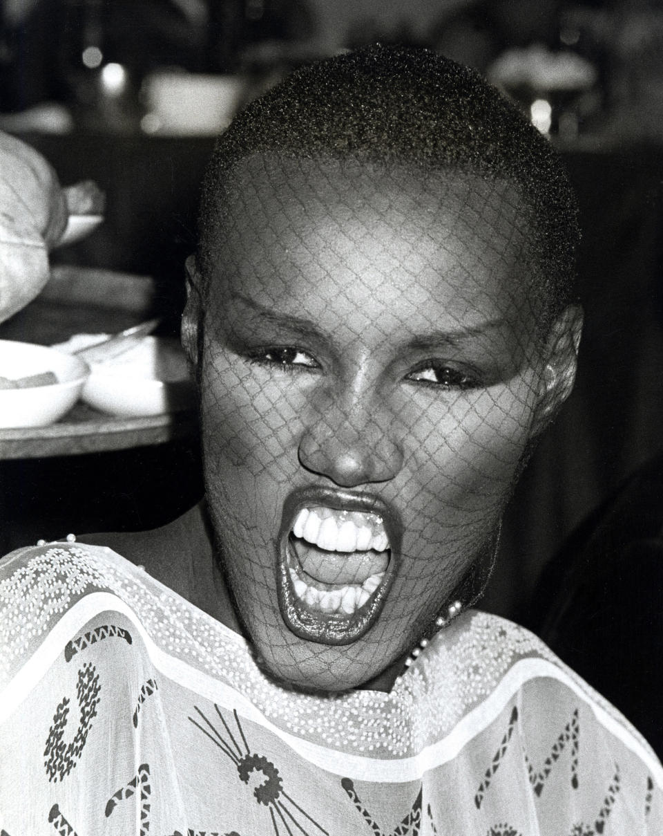 1979: Grace Jones at the New York Hilton Hotel in New York City.